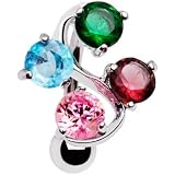 Top Mount Multi Gem Vine Belly Ring