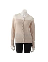 Apt 9 Womens 100% Cashmere Cardigan Sweater - Beige Colorblock - M