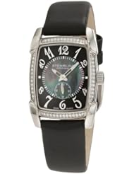 Stuhrling Original Womens 163A.121B1 Vogue Carnegie Rose Swiss Quartz Swarovski Crystal Mother-Of-Pearl Black Watch