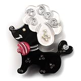 Cute Plastic 'Lady Poodle' Brooch (Black&White)