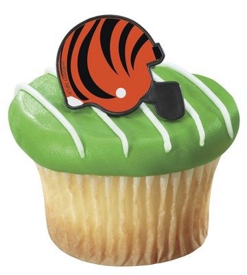 NFL Cincinnati Bengals Football Helmet Cupcake Rings - 24 pcs