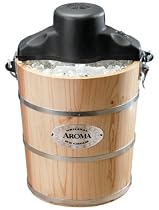 Aroma AIC-206EM 6-Quart Wood-Barrel Ice-Cream Maker, Black