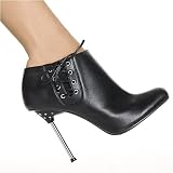 Highest Heel Women's DESIRE-200, 4 Close Round Toe Ankle Bootie With Rhinestone Covered Heel