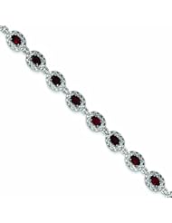 Genuine .925 Sterling Silver Garnet Filigree Bracelet . 100% Satisfaction Guaranteed.