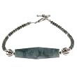 Handmade Green Serpentine Bracelet With Antiqued Silver Beads