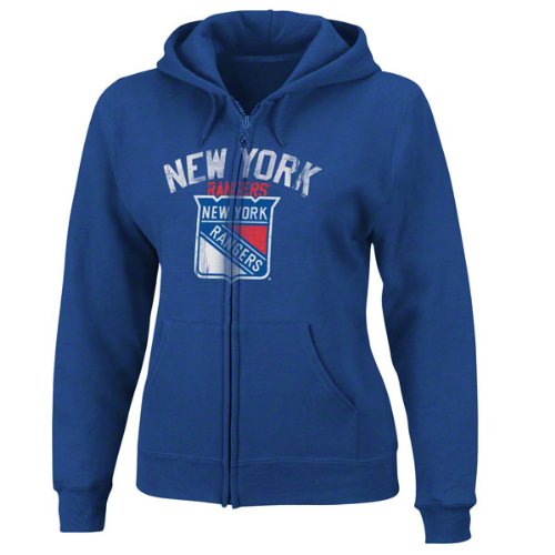 New York Rangers Women's Blue Lasting Strength Full-Zip Fleece Hooded Sweatshirt