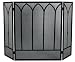 3 Fold Black Wrought Iron Screen With Cathedral Bars