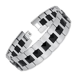Tungsten Carbide High Polish with Ceramic Link Bracelet 8.5"