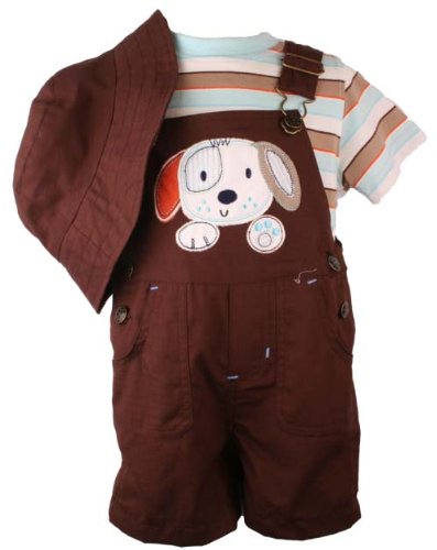 B T Kids Baby Boys Puppy Dog Shortall Set-6-9 Months