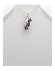 Gem Stones Pendant Necklace In 92.5 Sterling Silver