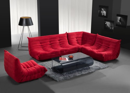 Zuo Modern Furniture Design Circus Sofa Red Velour 