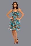 Blue Crinkled Leaf Print Dresses