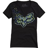 Fox Racing Explosive Vneck Girls Short-Sleeve Casual Wear T-Shirt/Tee w/ Free B&F Heart Sticker Bundle - Black / Small