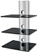 Floating Three SHELVES Wall Mount for AUDIO VIDEO DVD Hi Fi Equipment - BLACK Glass SILVER Tube  from Mk-trading