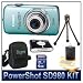 Canon Powershot SD980IS Blue 12MP Digital ELPH Camera with 5x Ultra Wide Angle Optical Image Stabilized Zoom and 3-inch LCD Bundle w/ 4GB SD Memory Card, Reader, Case, Tripod and Lens Cleaning Kit