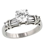 Baguette/Round Diamond Engagement Ring .44cttw (cz ctr