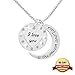 VueJoli I Love You to The Moon and Back Necklace w/Engraved Heart Pendant with Jewels for Girl Friend, Gift for Wife, Mom, Daughter, Friend. 20