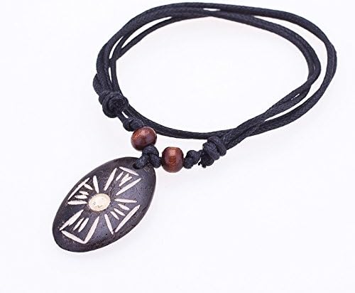 Bersense Carved Cross Hand-made Weave Adjustable Hemp Cord Pendant Necklacet
