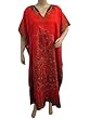 Kaftan Floral Print Red Womens Satin Caftan Kimono Sleeve Lounge Wear