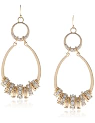 Jessica Simpson Gold and Crystal Washer Drop Earrings