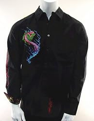 Ed Hardy By Christian Audigier Classic Mens Poplin In Black Shirts EDM007C1P0