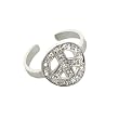 Cubic Zirconia Peace Sign Silver Toe Ring