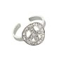 Cubic Zirconia Peace Sign Silver Toe Ring