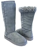 Grey Soft Furry Winter 14 Boots Women---Vegan Friendly!