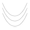 Sterling Silver 16", 20" and 30" Box Chain Necklace, Set of Three