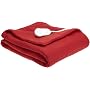 Sunbeam Royal Cuddle-Up Fleece Heated Throw, Red Brick