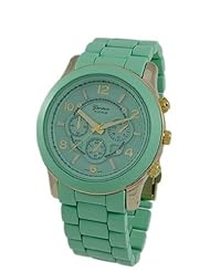 Geneva Platinum 9158 Womens Decorative Chronograph-style Matte Finish Link Watch- Mint