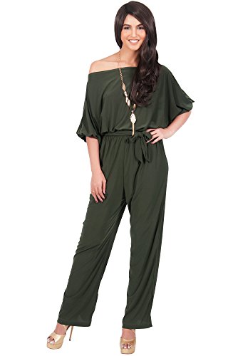 KOH KOH Women's Flattering One Shoulder 3/4 Sleeve Versatile Jumpsuit Playsuit Romper