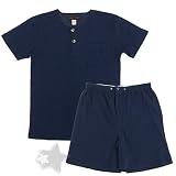 Navy Cotton Short Pajamas for Men