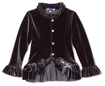Girls 2-6x Silver-Grey Stretch Velour Ruffle Jacket