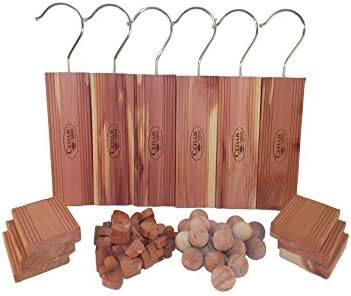 Cedar Essence 72 Piece Moth Protection Value Pack. 40 Mini Cedar Hearts, 20 Cedar Moth Balls, 6 Cedar Blocks and 6 Cedar Hang-ups