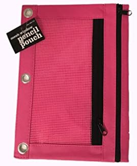 Mesh Window Pencil Pouch Case 3 Ring Binder 5 Pack Multi-colored