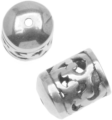 Antiqued Silver Plated Bead/Cord End Caps Openwork Vine Pattern 11x8.5mm (2)