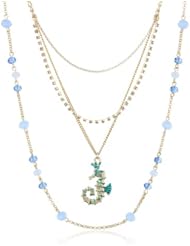 Betsey Johnson "Jewels of the Sea" Sea Horse Multi-Row Necklace, 19"
