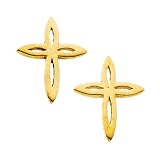 14K Yellow Gold Children's Cross Earrings