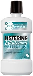 Listerine Whitening Plus Restoring Fluoride Rinse, 32 Ounce (Pack of 6)