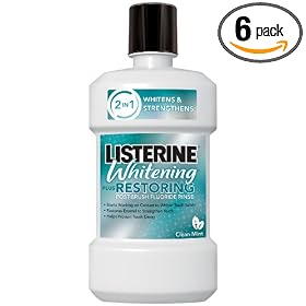 Listerine Whitening Plus Restoring Fluoride Rinse, 32-Ounce Bottles (Pack of 6)