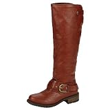 Qupid Relax-39 Cognac Riding Knee High Buckle Boot
