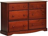 Dresser 48 Wide, 2 Regular and 4 Super Jumbo Drawers, 100% Solid Wood, Optional Antique Brass Knobs, Mahogany