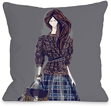 Bentin Home Decor Sweater Layering Throw Pillow by Michael Sanderson, 16"x 16", Charcoal/Multi