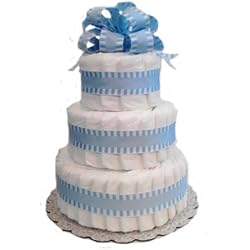 Classic Pastel Baby Shower Diaper Cake (3 Tier, Blue)