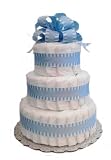 Classic Pastel Baby Shower Diaper Cake (3 Tier, Blue)