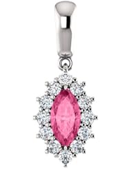 Platinum 8.00x4.00mm Marquise Cut Pink Tourmaline and Diamond Pendant -- LIFETIME WARRANTY