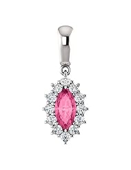 18K White Gold 8.00x4.00mm Marquise Cut Pink Tourmaline and Diamond Pendant -- LIFETIME WARRANTY