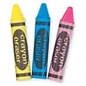 Crayon Shaped Erasers - 1 Pack of 3 (Red, Blue & Yellow)