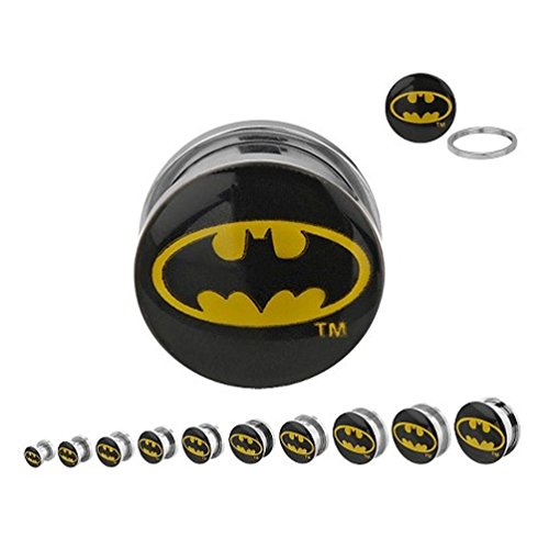 Batman Stainless Steel Plugs - Sold by Pair (Choose Size) (3/4")